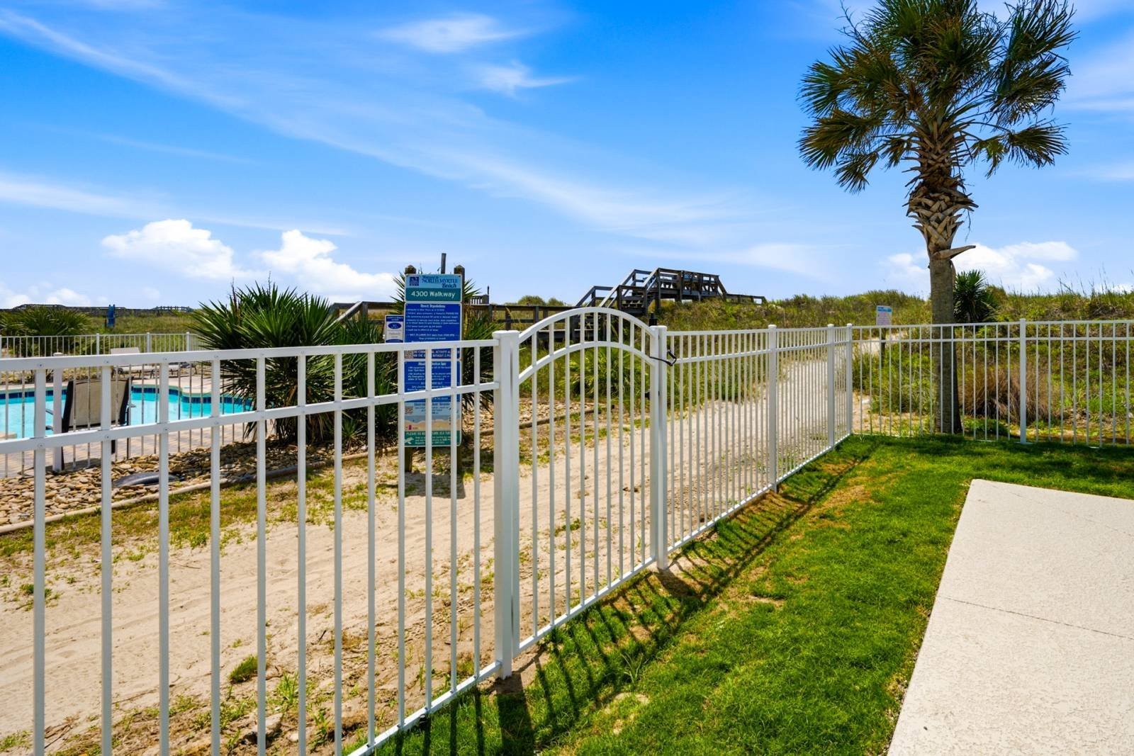 Private beach access from the oceanfront home at 4300 N Ocean Boulevard, Cherry Grove, North Myrtle Beach — Richardson Custom Builders